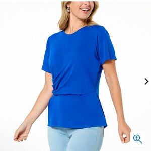 NWT DG2 by Diane Gilman Knit Drape-Front Tee